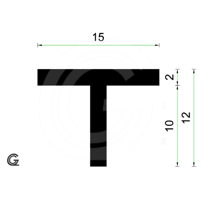 T-Profil, EPDM, Breite 15 mm